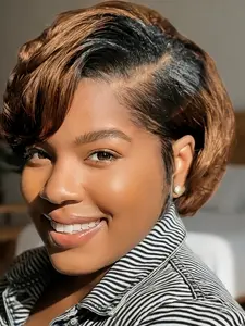 13x4 Lace Front Wig Straight Human Hair Wig for Women, Pre-Plucked Short Bob with Transparent Lace, Curly Hair and Comfortable Fit, Glueless Bob Wig