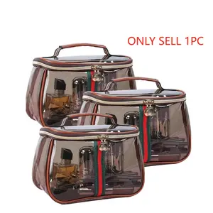 2025 New Retro Vintage Vanity Bag, LargeBLACK FRIDAYCapacity Makeup Organizer for Women, LadiesTravle Storage Case, Travel Cosmetic Bags, Waterproof Transparent ToiletryBag, Portable Skincare Storage Case (Brown)