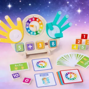 This Wooden Clock and Finger Counting Toy is a two-in-one educational toy, Math Learning Tools, helps children learn math by counting fingers and recognize clocks by pictures, great for Easter basket stuffers and festive educational fun! tiktokshopspringg