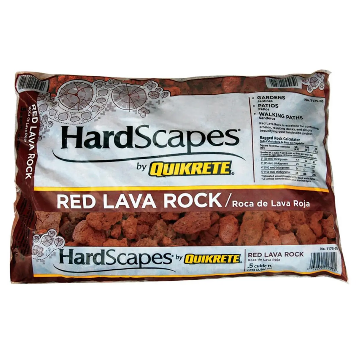 Quikrete 1175-05 0.5 cu. ft. Red Lava Rock Hardscapes, Durable for Gardens, Controls Erosion, Resists Decaying Process, Features Luxurious Look Texture