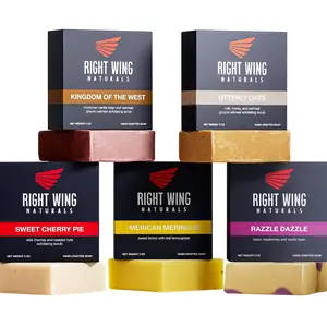 RIGHT WING NATURALS His-N-Hers 5-Pack Tallow Soap Set – Handcrafted American 5-Bar Bundle with Bourbon, Citrus, Sandalwood, Oak & Fresh Mountain Scents – Grittiest Shared Grooming Collection for Men & Women