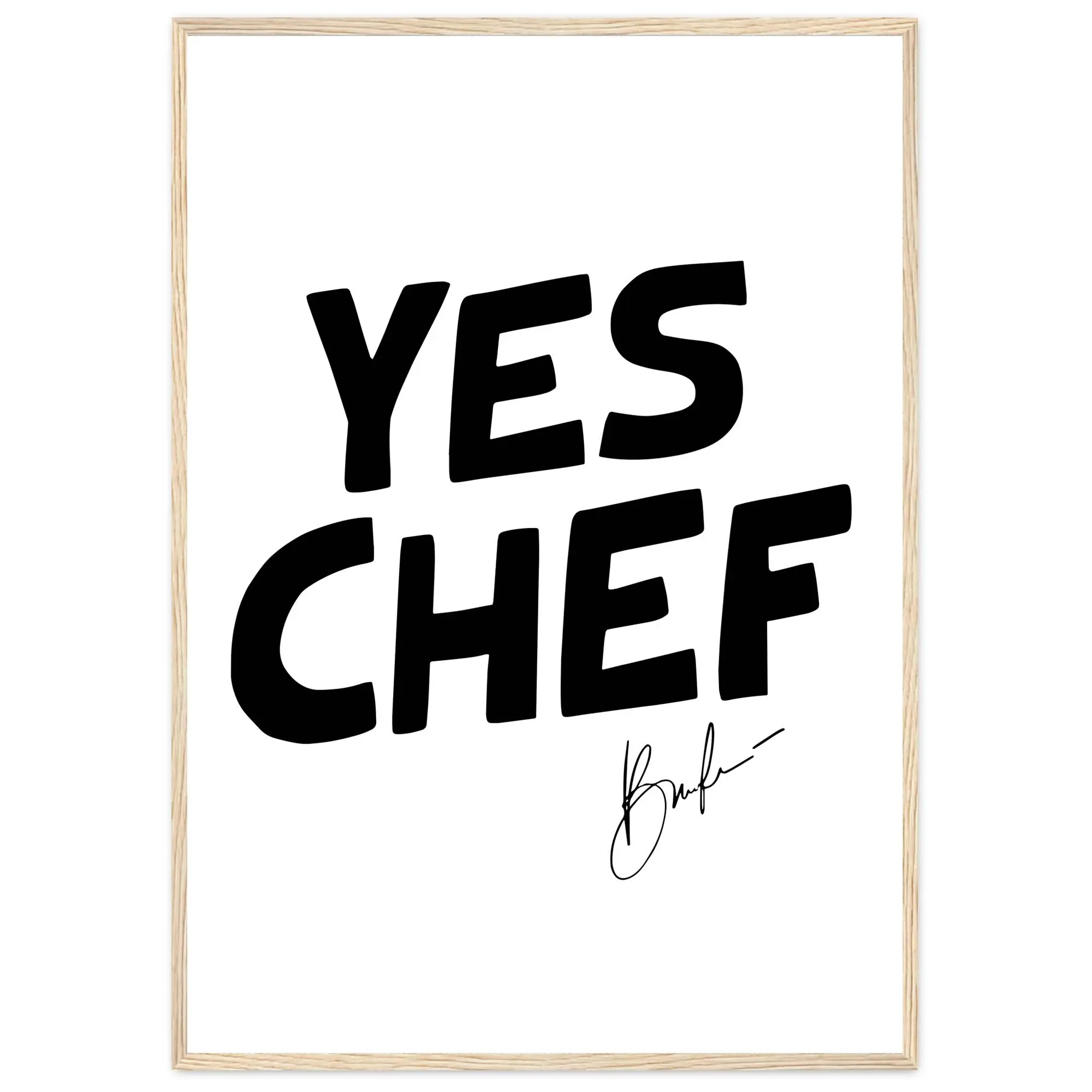 Yes Chef' Wall Art Poster Print Gift For Chef Typography Kitchen Wall Decor Chef