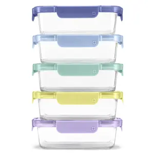 Color Lock® Glass Food Storage, 3.4 Cup Set of 5