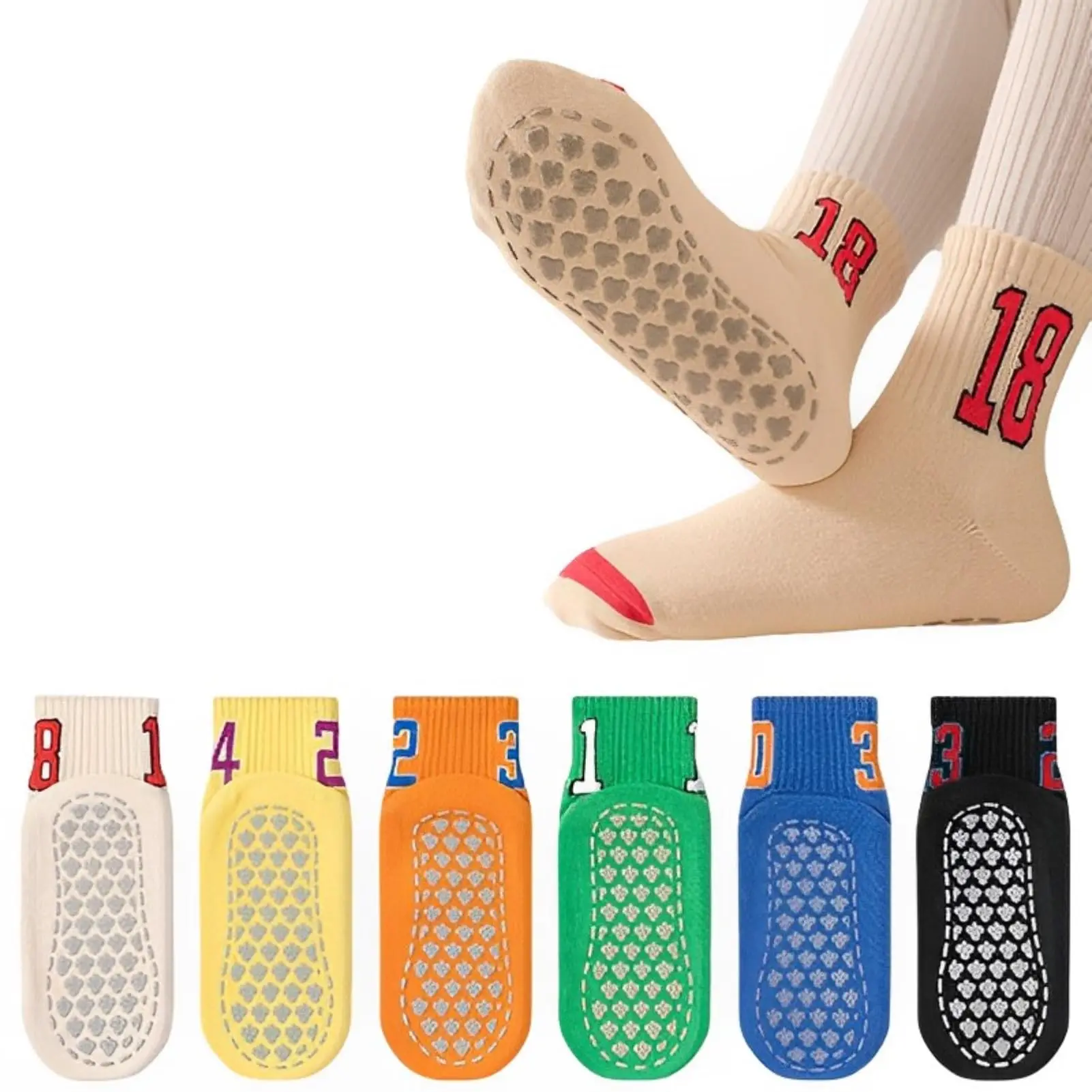 6 Pairs Anti-skid Trampoline Socks For Bounce House Non Slip Grip