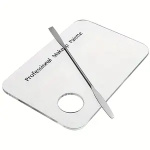 Professional Eyeshadow Tool Makeup Tool for Women, 2 Counts/set Clear Makeup Mixing Palette Tray with Stainless Steel Mixing Stick, Durable Acrylic Cosmetic Tools Set, Eye Makeup Accessories, Cosmetics Makeup Tools, Valentine's Day Gift