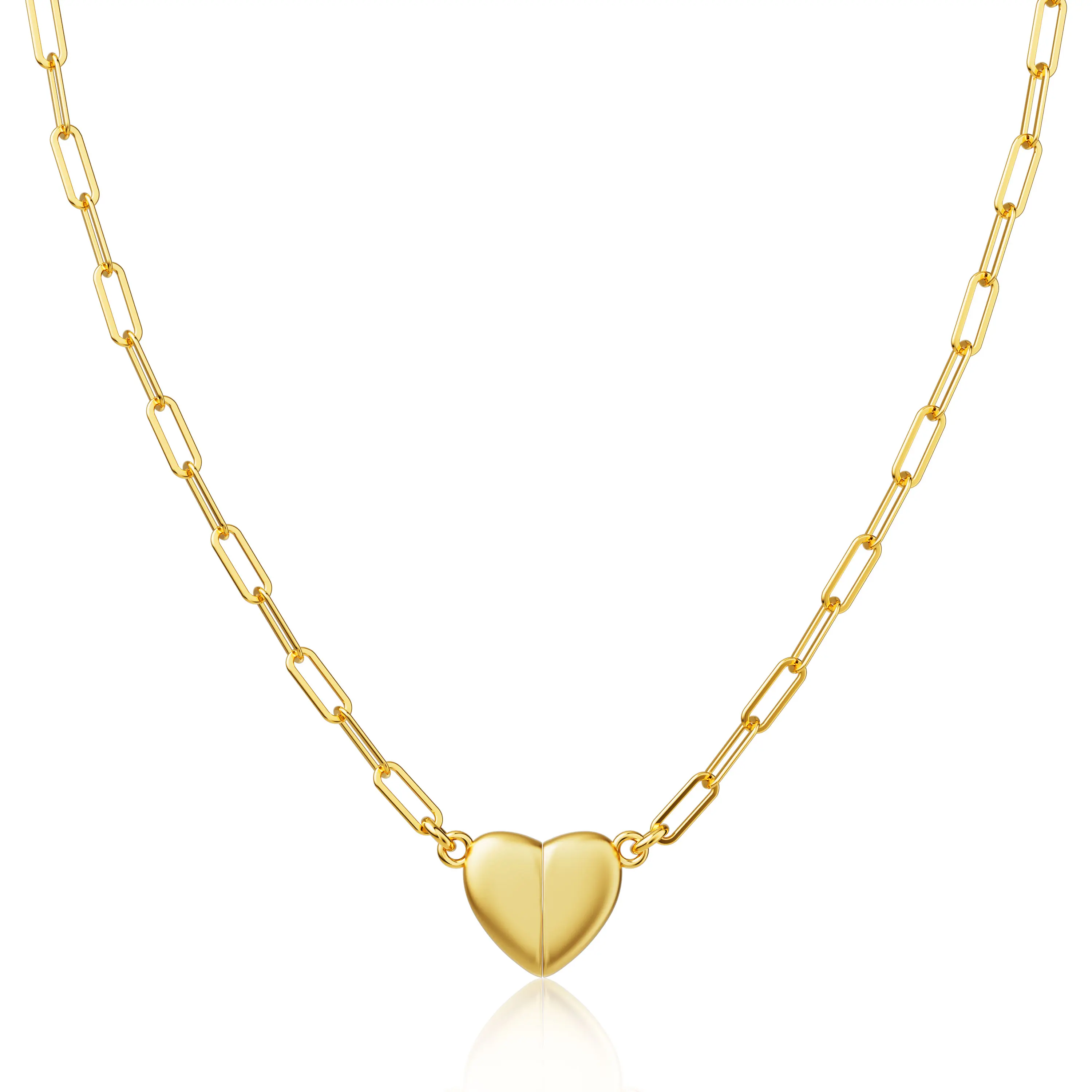 Tewiky 14K Gold Plated Neclace For Women Best Gift For Mother' s Day  Magnetic Heart Paperclip Necklace  for Women Dainty Simple Pendant with Elegant Hypoallergenic Jewelry Party Daily Wear For Fashion Items,Holiday gifts