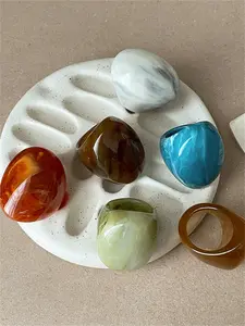 Boho Style Resin Ring Set, Elegant Fashion Accessory for Women, Boho Style Rings, Stackable Rings, Stacking Rings, Trendy Jewelry Accessories, Perfect Gift for Valentine's Day, Mother's Day, Easter