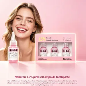 Nobaton 1.5% Pink Salt Ampoule Toothpaste, Whitens teeth, removes stains and controls bad breath, perfect for morning and night daily brushing, mild natural formula with ampoule sealing for long-lasting effect