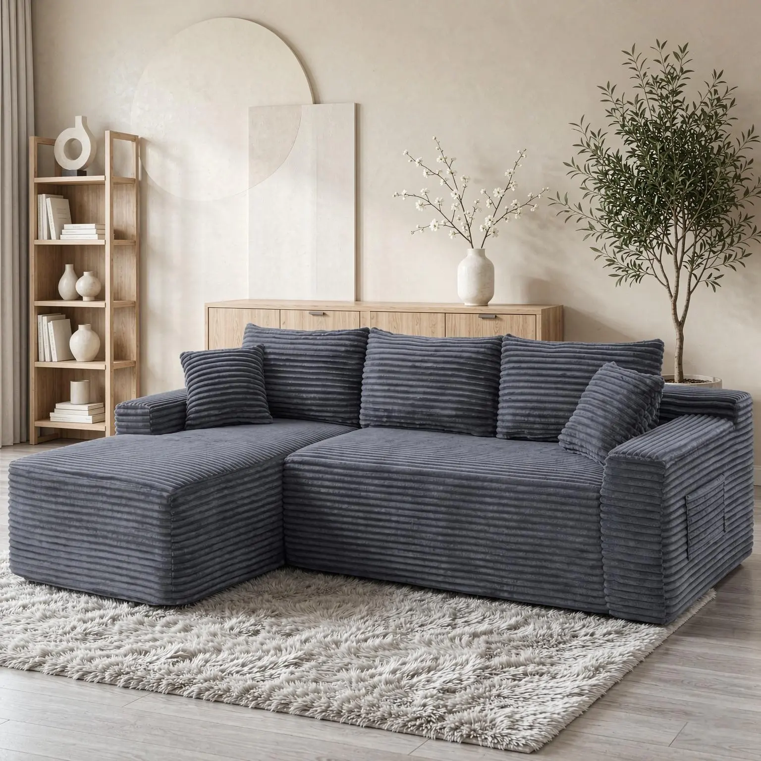 94.5" Sectional Sofa Couch Modular Couches with L-Shape Chaise,Grey Modern Upholstered Cloud Sofa for Living Room Bedroom,Deep Seat Corner Couch,No Assembly Required