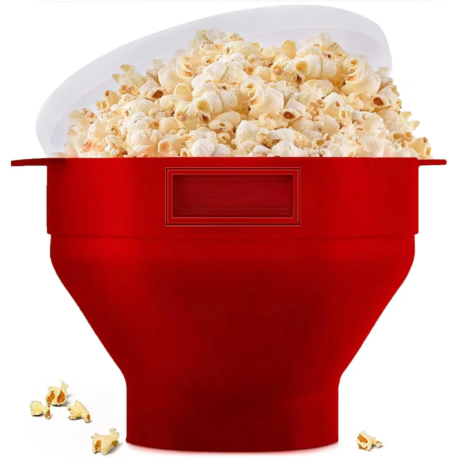 The   Microwaveable  Popcorn Popper, Microwave Popcorn Popper, Collapsible Microwave Popcorn Maker Bowl, No Oil Needed, Use In Microwave, Dishwasher Safe (Cherry)