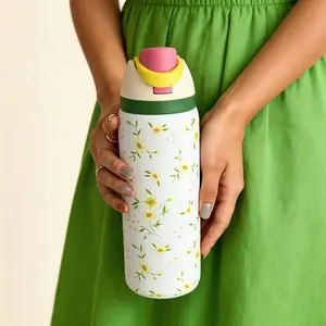 Daisy Pattern Insulated Stainless Steel Water Bottle, Vacuum Flask, 24oz/32oz/40oz, Dual-Layered, Sports Cup, Travel Mug, Insulated Travel Drinkware, Straw Design, Stainless Tumbler, Tumbler Reusable Cup, Gift for Sport School Gym