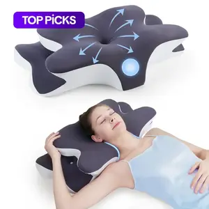 Double-sided curved neck pillow, unscented supportive memory foam, comes with a cooling pillowcase, partitioned design, and extra-large armrests, suitable for deep sleepers as well as side/stomach/back sleepers. #RecommendedValentinesDayGift