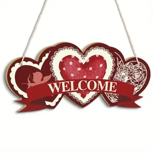 Charming Valentine Heart Wooden Welcome Wall Art, Perfect for Home, Farmhouse, Living Room, Bedroom, Flower Shop Decor, Bohemian Style