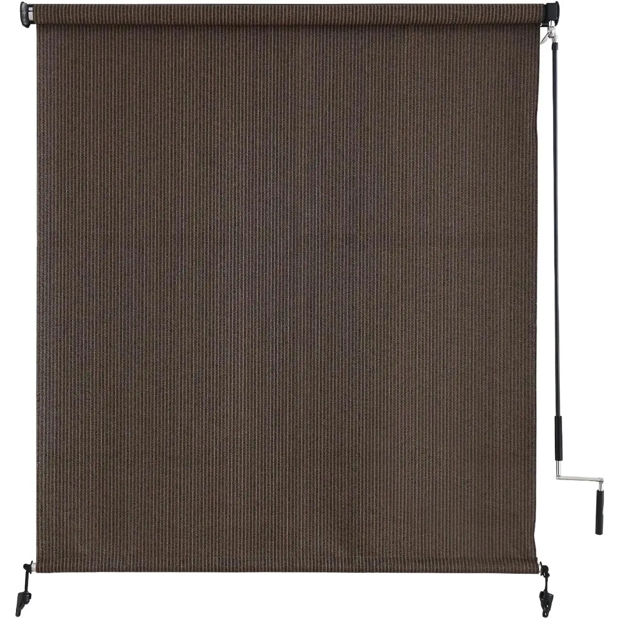 Cordless Outdoor Weatherproof Garden Roller Shades - 72x72" Modern Synthetic Cloth, Outside Mount, Superior Sun Protection, 2 Poles, Mocha, Versatile Use Car Exterior Accessory for Porch, Pergola