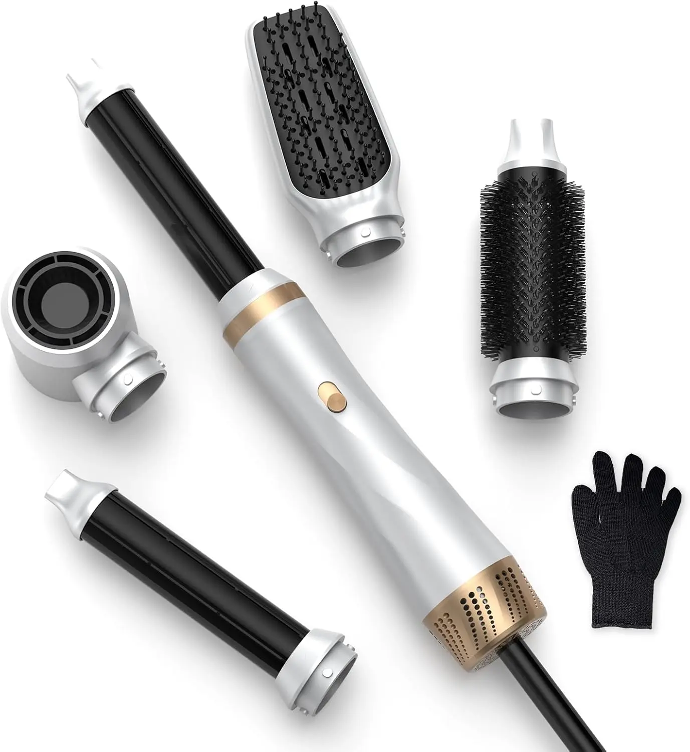 5 in 1 Blow Dryer Brush Set with Air Curler Wrap Hair Styler, Negative Ionic Hair Dryer Brush, Detachable Hair Tool for Curling, Volumizer,Straightener,Drying