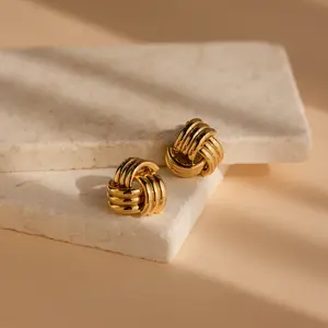 Bold Triple Knot Studs by Caitlyn Minimalist - Chunky Statement Stud Earrings in Gold & Silver - Minimalist Jewelry - Gift for Her