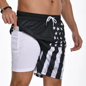 JUNBAOSS Men's Swim Trunks with Compression Stretch Beach Shorts Quick Dry with Pockets No-Chafing Board Shorts, Breathable Fit Hawaii Beach Shorts Swimwear Bathing Suits (SIZE:S-5XL)