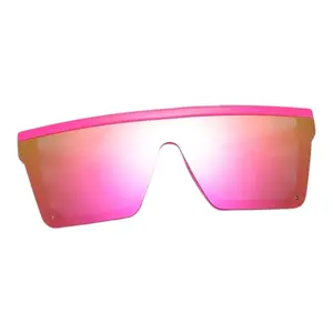 Modern Frames Sunglasses, Dion Sunnies, Rectangular Polarized Sleek Plastic Frame, Pink Mirrored Lenses, Trendy Unisex Fashion Eyewear Accessory, Trendy Shades