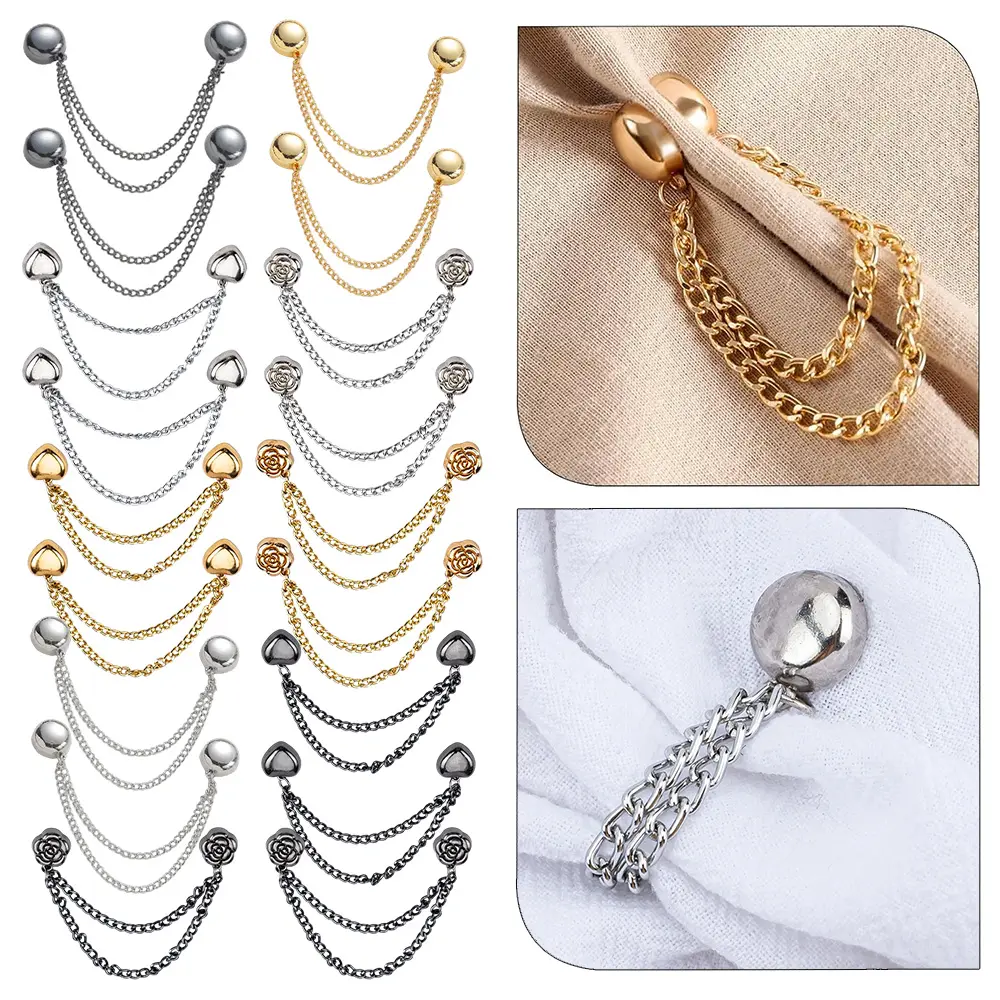 18Pcs Magnet Clothing Pins, Metal Magnetic Clips - Instant Garment Tailoring Solution | Secure Shirt Hem Adjuster, Sleeve Cinch Clip for T-Shirts/Blouses/Dresses, Hijab & Scarf Holder with Chain - Home Improvement.