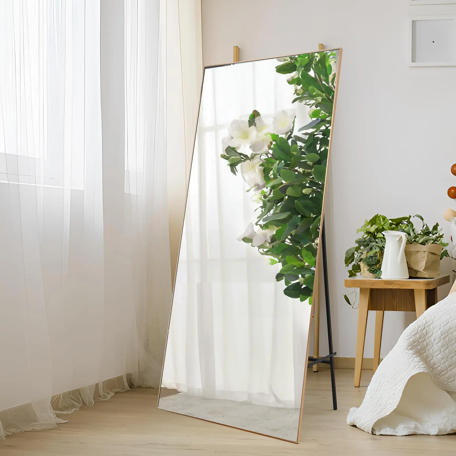 【GARVEE】71"x31" Floor Mirror Full Length, Bedroom Floor Body Mirror With Stand, Large Mirror, Leaning, Standing or Hanging Horizontally/Vertically, Suitable for Bedroom or Dressing Room