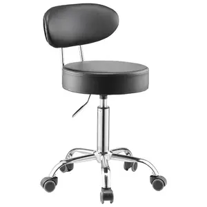 VEVOR Shop Stool with Backrest, Pneumatic Garage Seat/Work Stool with Wheels, 300 lbs Load, Adjustable Roller Creeper Seat, 360 Swivel Padded Workshop Stool, for Garage, Shop Auto Repair, Black