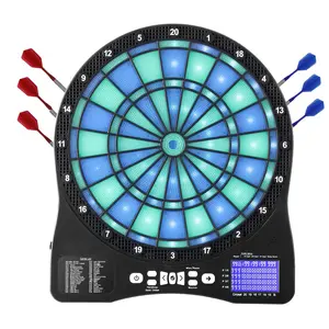 Electronic Dart Board With LED-Illuminated Target, 48 Games And 500+ Variations, Includes 6 Dart Shafts With Flights And 50 Soft Tips, Cricket Scoring LCD Screen, Multi-Player Up To 8 Players, Home Arcade Darts