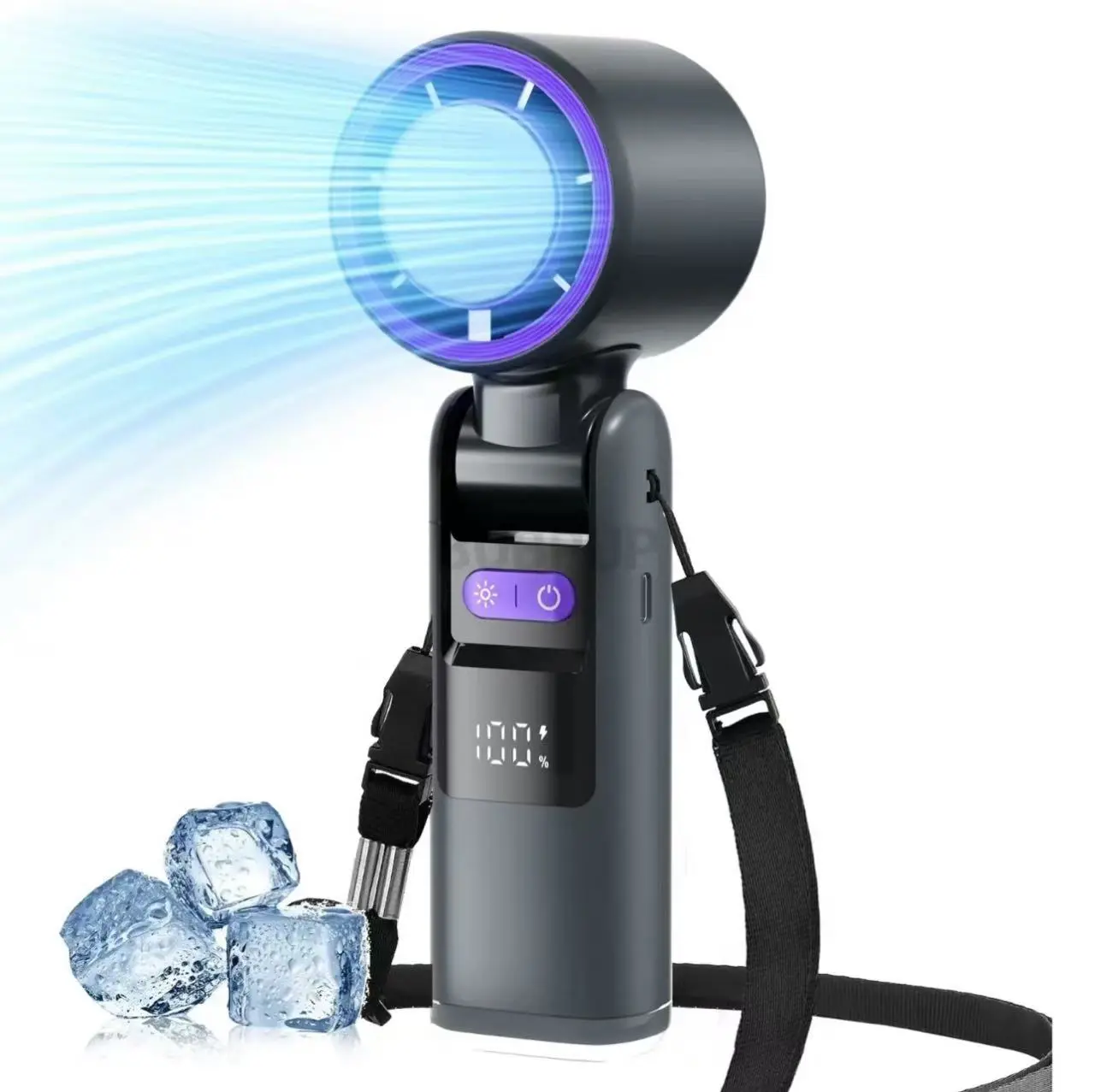 Two Pick ice fan Portable Handheld High Speed Fan 199 Adjustable Levels Foldable for Summer Travel Vacation