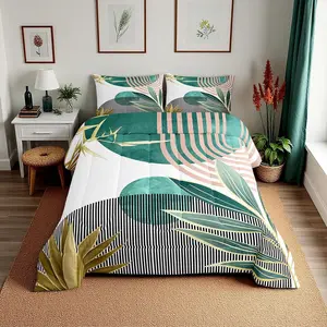 Feelyou Modern Boho Comforter Set - Mid-Century Tropical Sun Abstract Print Bedding, Breathable Soft Blanket, Lightweight Polyester Fiber Fill, Multi-Size Option