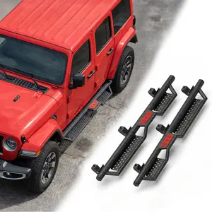 Drop Running Boards Side Steps Compatible with 2015 - 2026 Chevy Colorado & GMC Canyon Crew Cab (4 Full Size Doors),Two Stairs Design Bolt-on Side Steps Nerf Bar Black Powder Coated