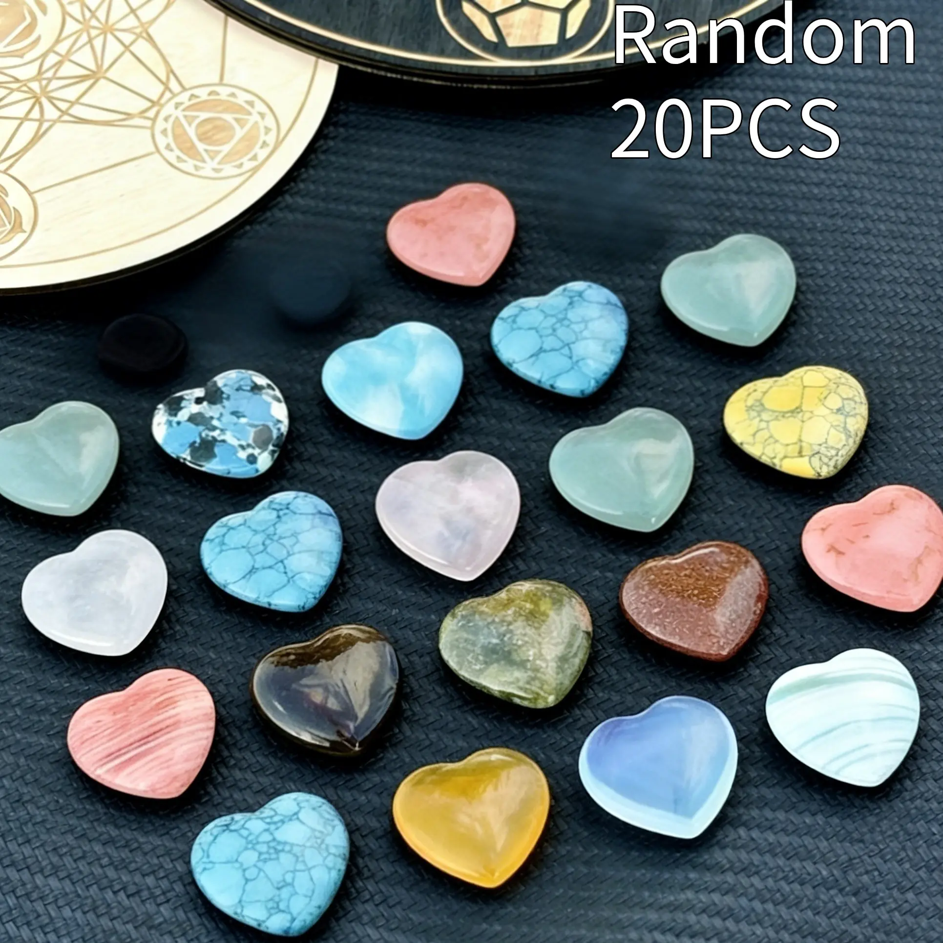 Random Color Heart Shaped Stone, 10/20pcs Natural Polished Stone, Tumbled Stones, DIY Jewelry Gift, Suitable for Seasonal Decoration, Handcrafted, Feather-free