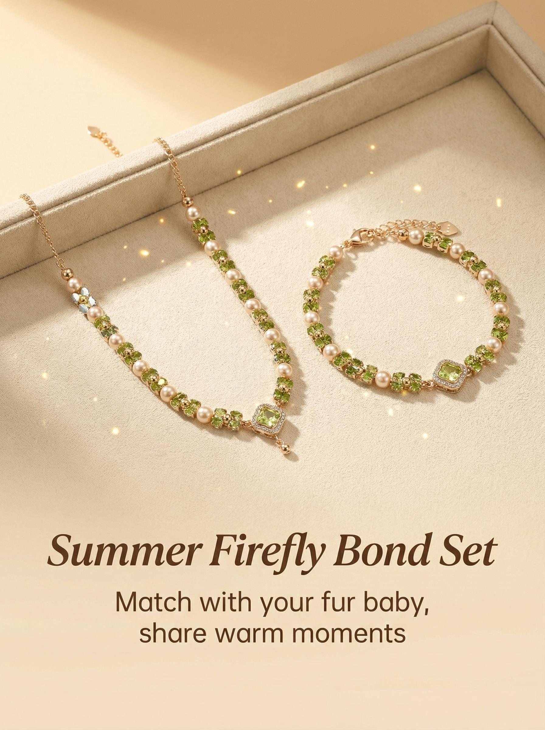 Summer Firefly Bond Matching Bracelet And Pet Necklace For Evening Walk Jewelry