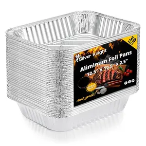 30Pcs 12.5"x10.25" Aluminum Pans Half Size Steam Table Pans Foil Pans, Extra Heavy Duty Deep Foil Baking Tins for Baking, Grilling, BBQ, Roasting Rectangular