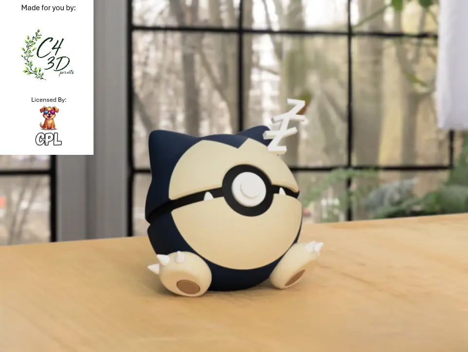 Sleeping Snorlax Ball - 1st Print - High-Quality PLA, 3D Printed Pokeball Figure