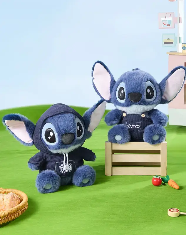 Disney Lilo and Stitch Series No.12 14in Sitting Stuffed Doll - Collectible Soft Cute Stuffed Animal with Hoodie & Overalls, Ideal Birthday/Holiday Gift for Kids, Cute Stuffed Animals