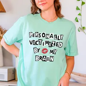 Comfort colors Personally Victimized By My Brain Shirt Funny Chronic Illness T-shirt Brain Fog Migraine Headache Tbi Brain Injury Malformation Iih WChiarMalfo