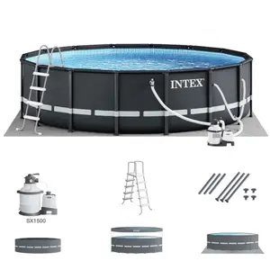 New Intex Ultra XTR 16ft x 48in Outdoor Frame Above Ground Swimming Pool Set with Pump