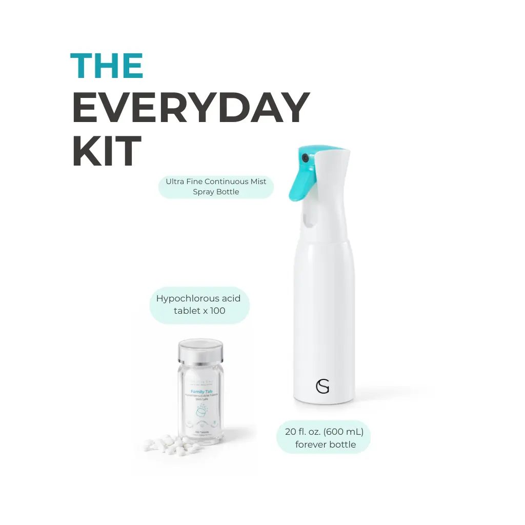 GentleSen THE EVERYDAY KIT | Includes 100 HOCl Tablets with Refillable Spray Bottle - Portable Multi-Purpose Cleaner for Daily Cleaning - Safe for Pets, Babies & Sensitive Skin - Eco-Friendly Household Cleaning Essentials
