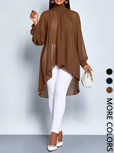 Women's Plus Size Casual Long Sleeve Shirt Blouse, Flowy Vacation Style Top, Comfortable Daily Wear, Perfect for Summer, Womenswear
