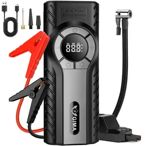 12V Car Jump Starter, Tire Inflator Portable Air Compressor, 12000mAh Power Bank, LED Flashlight SOS Emergency Light – 4 in 1 Emergency Kit