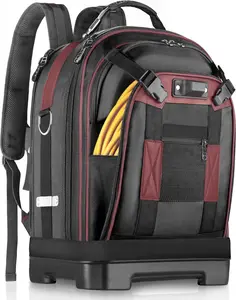 Tool Backpack, Duty Tool Bag, Hvac, Electrician Construction Backpacks, Work Backpack for Men with Removable Tool Organizer and Laptop Compartment, Brown