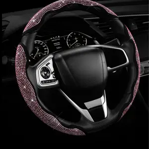 Elegant Diamond-Inlaid Car Steering Wheel Cover for Women Three-Piece Detachable Components Compatible with 99% of Vehicles Premium Automotive Accessory land diamond bling car