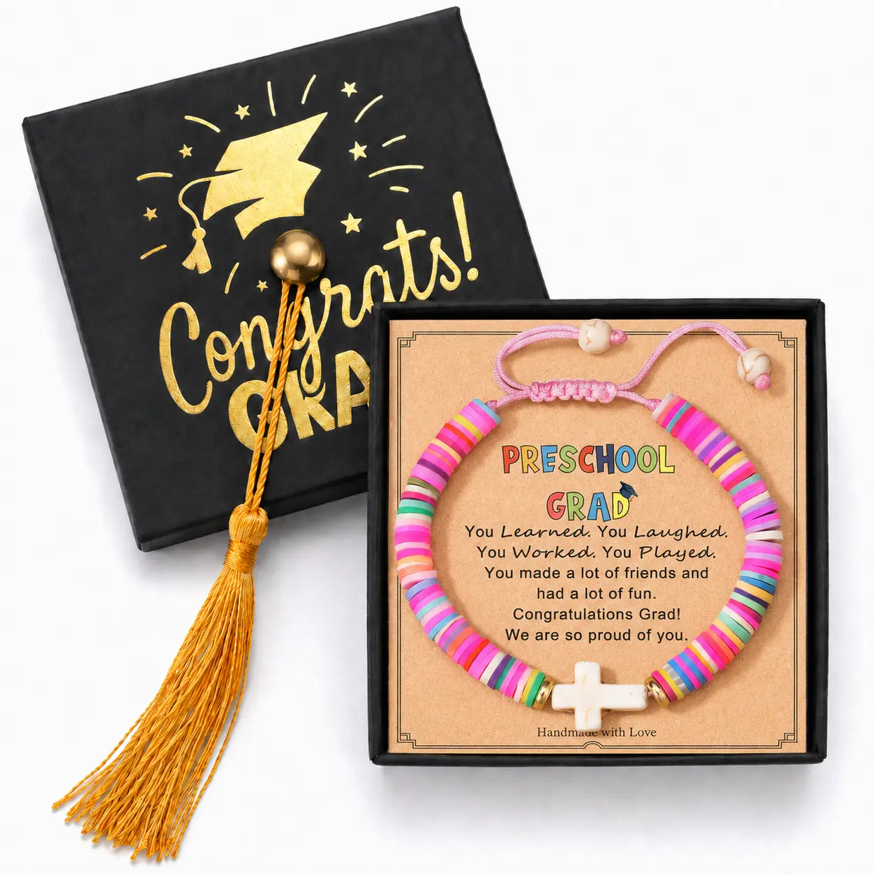 Girl's Religious Silicone Cross Bracelet - Adjustable 6-10 in Band, Female Niece Gift for Preschool Graduation, First Communion & Baptism Keepsake with Message Card, Daily Wear Accessory