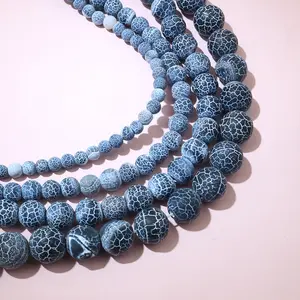 38-88pcs 4/6/8/10mm Natural Volcanic Stone Navy White Round Beads DIY Jewelry Making Accessories for Bracelet Necklace Findings
