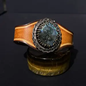 High-quality Labradorite Rose Carved Copper Wire-Wrapped Adjustable Bracelet