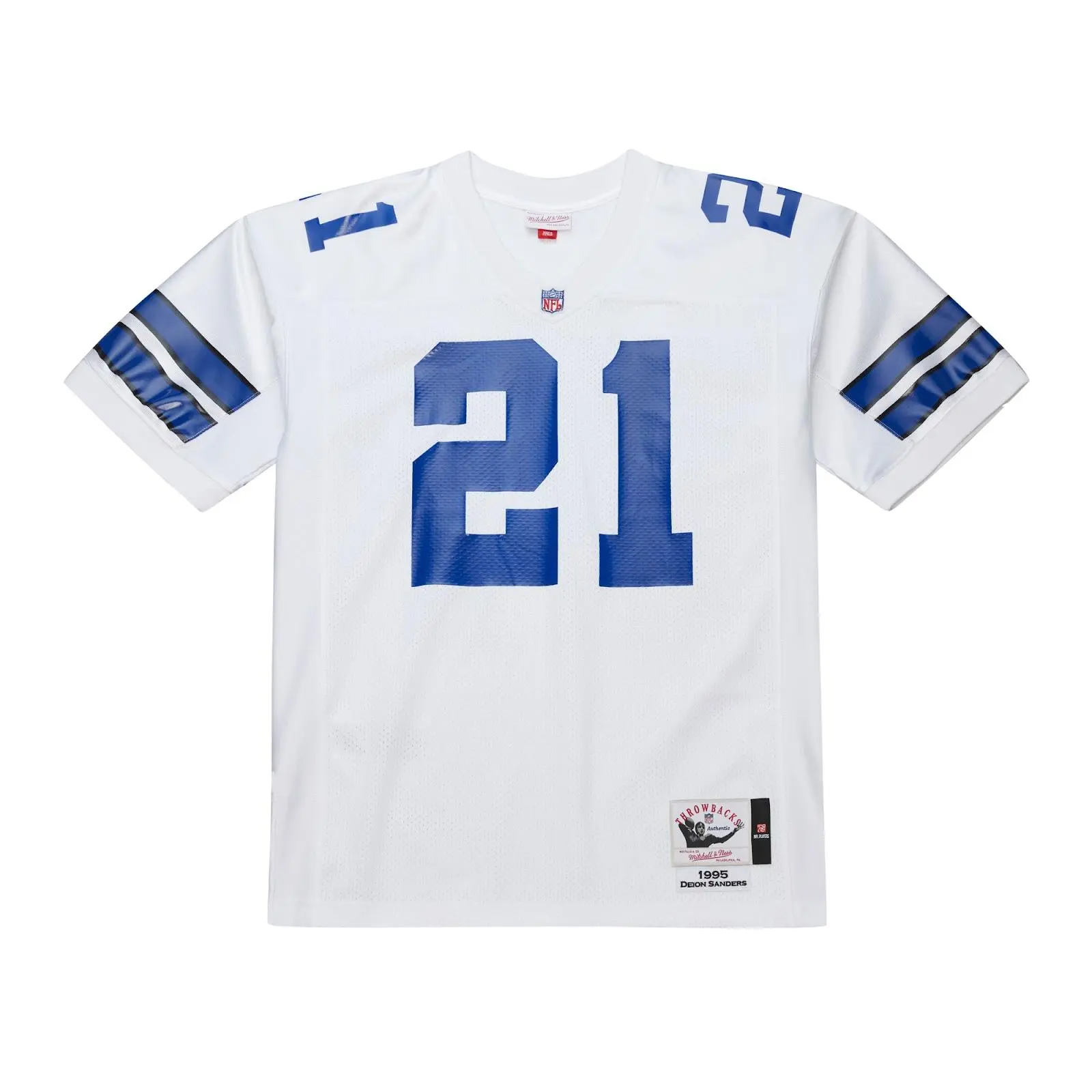 Deion Sanders Dallas Cowboys 1995 White Authentic Jersey NFL Throwback Mitchell & Ness