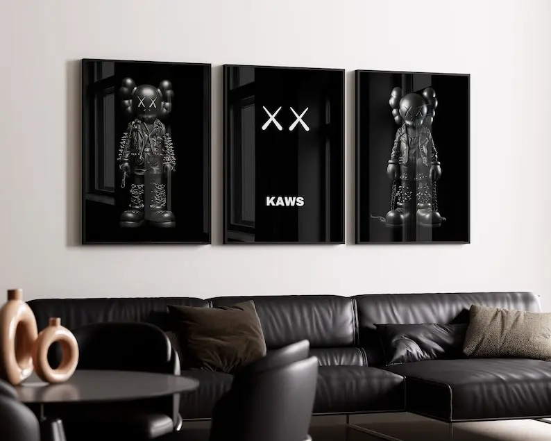 KAWS Poster Print, Set of 3, Hypebeast Room Decor, Kaws Figure Poster Unframed