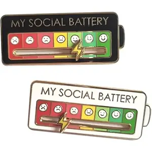 Social Battery Enamel Pins, Social Battery Pins, Battery Enamel Pins,Fashion Accessories for Men & Women, Trendy All-match & Exquisite Brooch for Birthday Gift