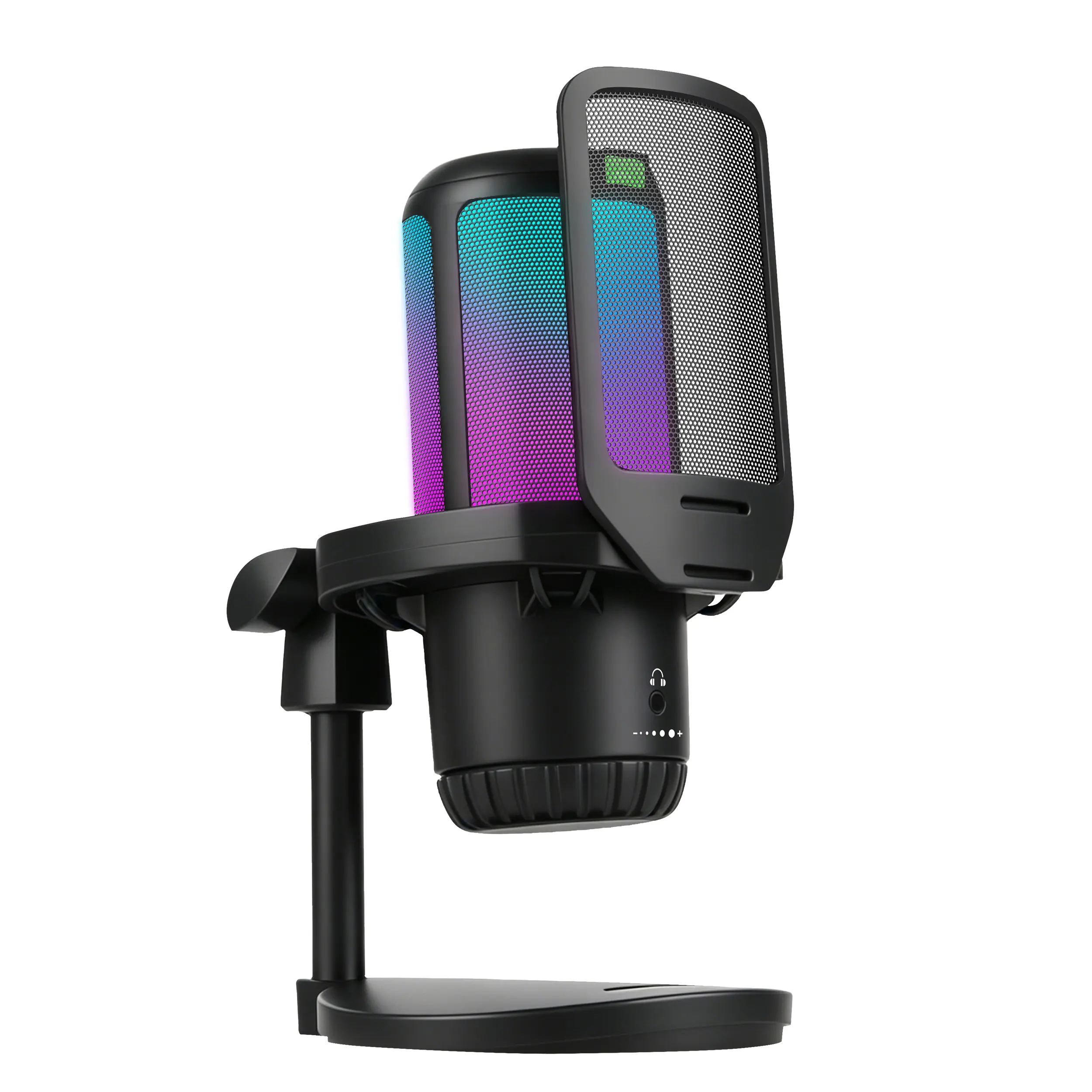 APAKAI 005 USB Streaming Gaming Microphone with USB Type-C, 3.5mm Jack, RGB Lights, Easy Sound Control, 1-Tap Mute, Mount Adapter for PC, PS4, PS5, Smartphone (Gaming Setup, Streaming Equipment) microphone for content microphone microphones audio
