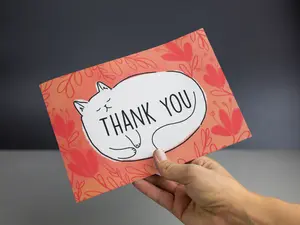 Kitty Thank You Greeting Card 7" x 5"