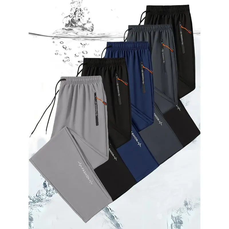 Men's 5-Pack Casual Athletic Sweatpants - s, Lightweight Stretchy Polyester, Stretch Fit, Zipper Pockets, Drawstring Waist, Multi-Size, Mix Color 6 for Gym Workouts, Male, Mixed Color 4, Multicolor 6, Xxl
